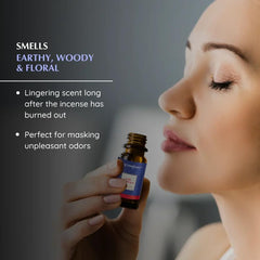 Aromafume Nag Champa ingredients panel with champa sandalwood jasmine ylang ylang