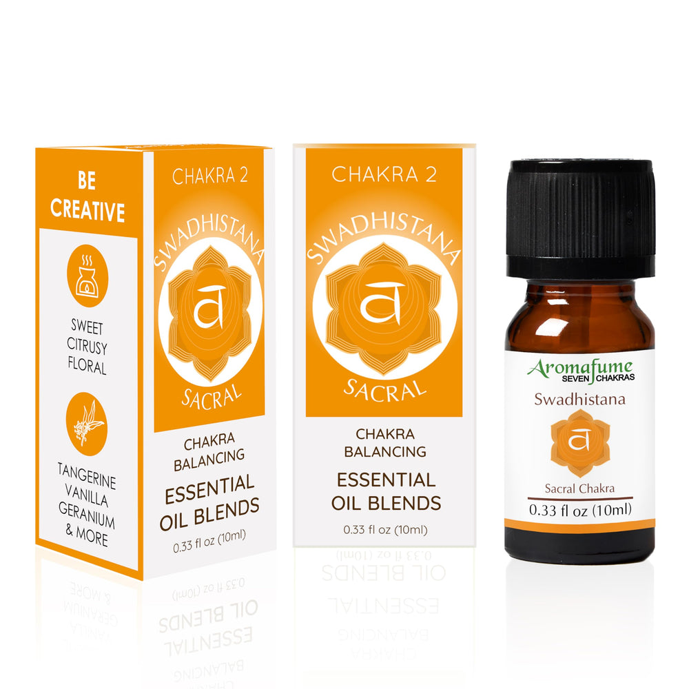 Aromafume sacral diffuser bottles showing the triple-pack for chakra balance and meditation