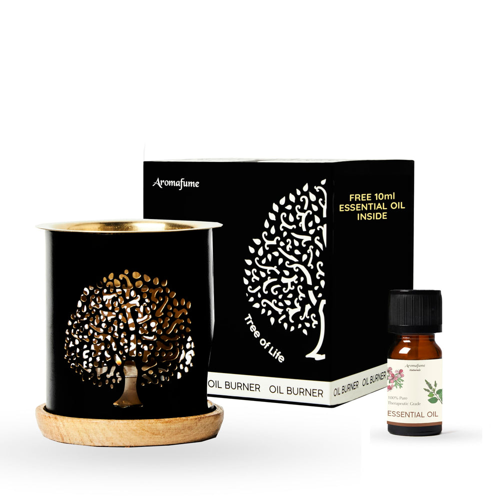 Aromafume Tree of Life burner with brass bowl for ambient home fragrance.