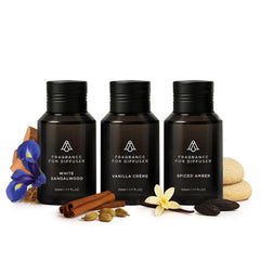 AROMAPLAN Winter Collection White Sandalwood bottle ready to create a cozy home ambience.