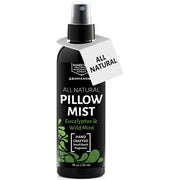 Aromasong Eucalyptus & Wild Mint pillow spray bottle for bedtime calm.
