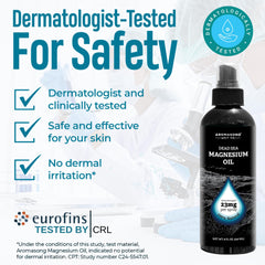Aromasong Magnesium Spray nozzle applying to skin for fast absorption