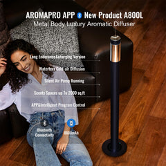 AROMASOUL app-control panel with Bluetooth enabling smart scheduling.