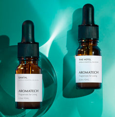 AromaTech The Hotel label suggests IFRA-certified clean diffuser oils for a premium vibe.