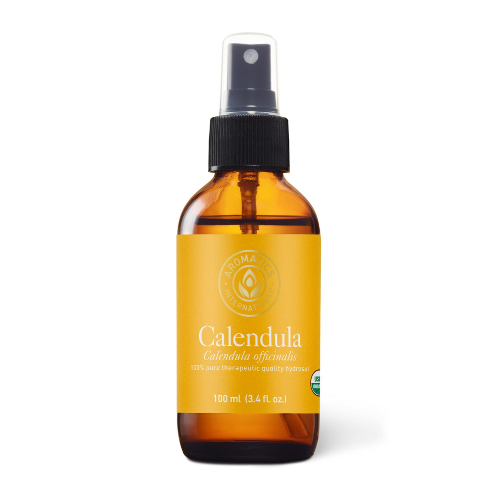 Aromatics International Calendula Hydrosol bottle closeup for gentle, versatile use.