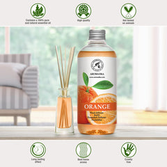 AROMATIKA orange oil bottle close-up highlighting fresh aroma