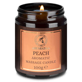 AROMATIKA Peach massage candle glow enhances mood and skin hydration during a massage.