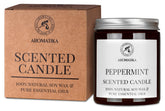 AROMATIKA peppermint candle jar closeup, ideal for gifting appeal.