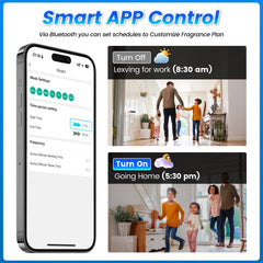 AROMAUKO diffuser app control display demonstrates smart scheduling.