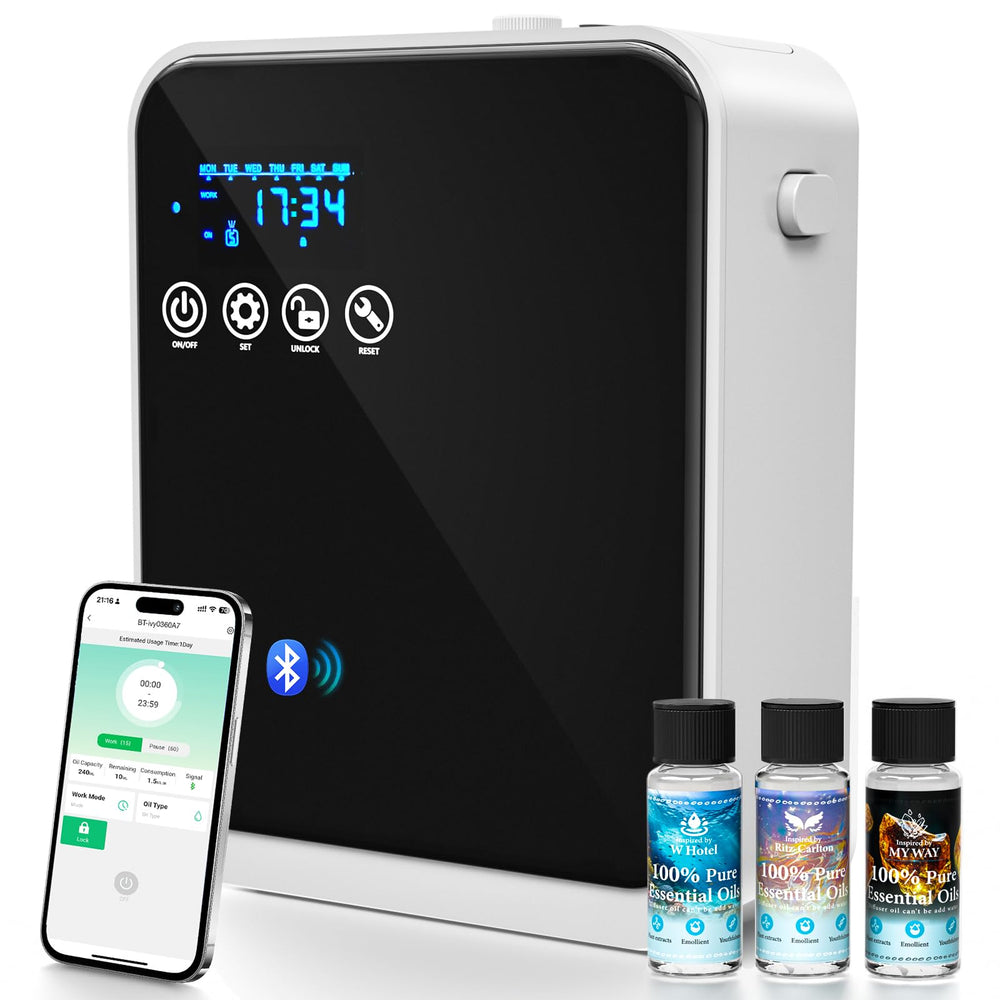 AROMAUKO waterless diffuser front view delivering ambient fragrance for large rooms