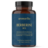 AROMAVITA Berberine HCL Rebersa bottle shown for energy balance support.