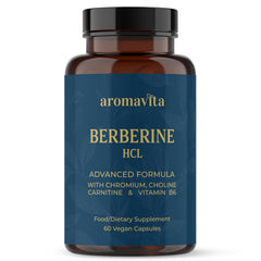 AROMAVITA Berberine HCL Rebersa bottle shown for energy balance support.