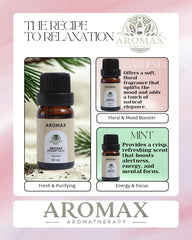 Aromax Teakwood bottle adds warm, earthy notes to a cozy space.