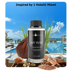 AROMELY My Way notes leather and lemon evoke a premium opening aroma for living spaces.
