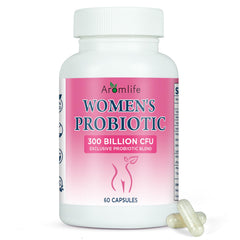Aromlife women's probiotics bottle showing 300B CFU for daily digestive balance