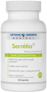 Arthur Andrew Medical Serretia bottle front for muscle recovery support