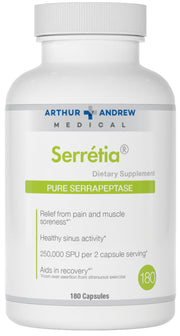 Arthur Andrew Medical Serretia bottle label showing product details for informed purchase