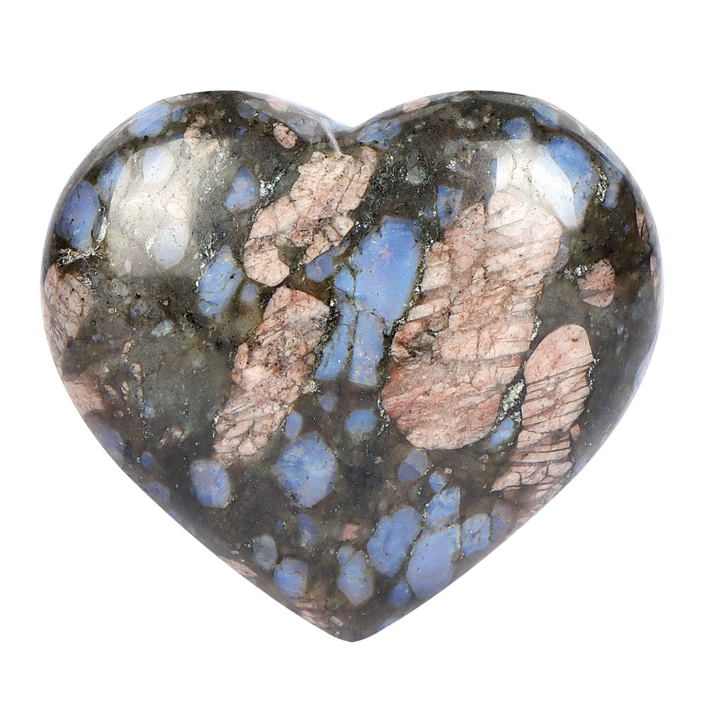 Artistone glaucophane heart crystal 2-inch enhances meditation and calm