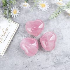 Close-up of Artistone Rose Quartz Heart showing natural color variations.