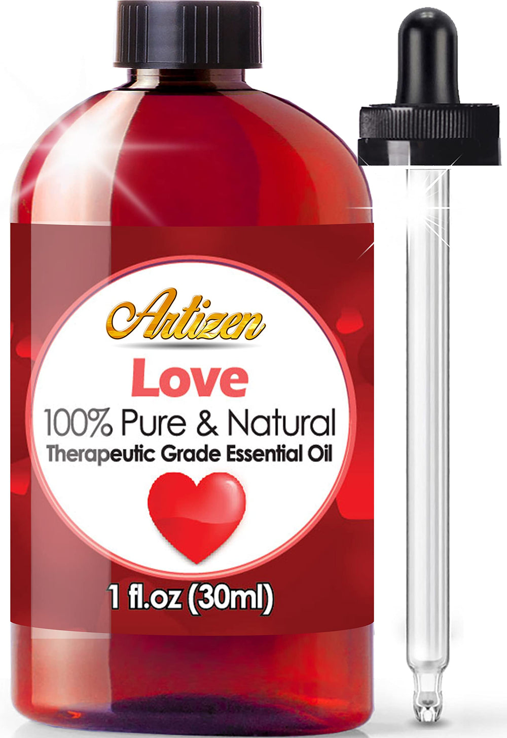 Artizen Love Blend bottle pour for calming aromatherapy moments.