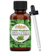 Artizen Marjoram essential oil bottle 30ml showcases pure formula for versatile aromatherapy uses.