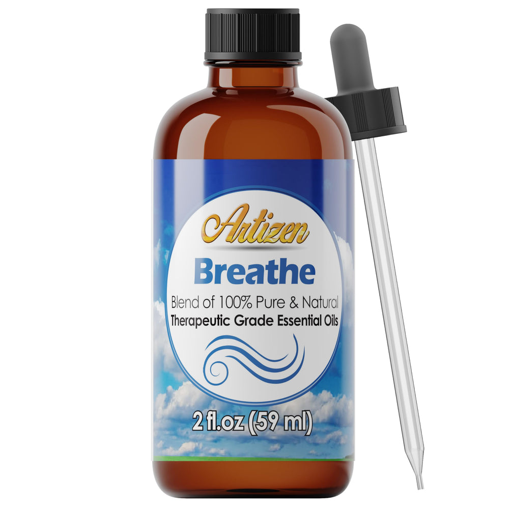 Artizen Breathe: botella de aceite puro en vidrio UV para aromaterapia.