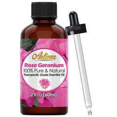 Artizen Rose Geranium Oil bottle for pure aromatherapy and fragrance.