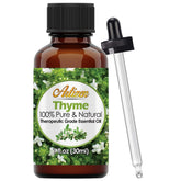 Artizen Thyme essential oil bottle with dropper for pure aromatherapy.