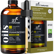 ArtNaturals Frankincense essential oil bottle front view for aromatherapy.