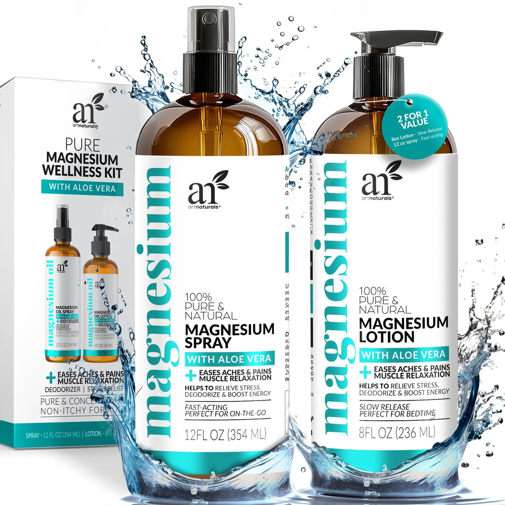 ArtNaturals magnesium oil spray bottle for quick skin absorption and targeted relief