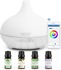 ASAKUKI 300ml diffuser with seven LED colors for ambient fragrance.