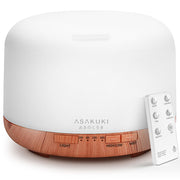 ASAKUKI essential oil diffuser front view showing a large 500ml tank for long use