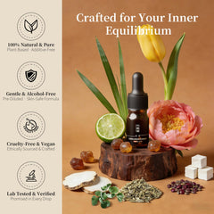 Solace essential oil bottle with built-in dropper for easy direct application.