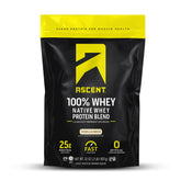 Ascent 100% Whey Protein Vanilla Bean bag offers premium post-workout fueling