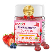 Ascool Magnesium Ashwagandha Gummies bottle-front view highlighting stress-support formula