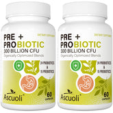 Ascuoli Probiotics bottle with 300B CFU supports daily digestive balance and comfortable regularity.