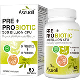 Ascuoli Probiotics bottle front showing 300B CFU for daily gut support