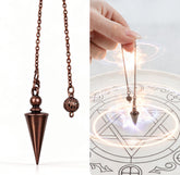 Asofelk 9-inch copper pendulum with chain, hexagonal cone, ideal for focused divination practice.