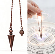 Asofelk 9-inch copper pendulum with chain, hexagonal cone, ideal for focused divination practice.
