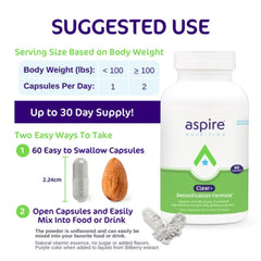 Aspire Nutrition Clear+ ingredients include broccoli-derived sulforaphane for antioxidant support.