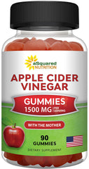 aSquared Nutrition Apple Cider Vinegar Gummies bottle promotes convenient vegan digestion support
