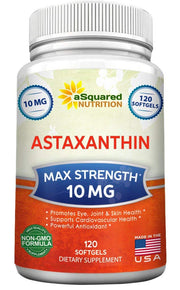 aSquared Nutrition Astaxanthin bottle-front showing 10 mg per softgel for antioxidant support