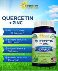 Quercetin capsules by aSquared Nutrition deliver antioxidant support in easy-to-swallow capsules.