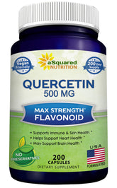aSquared Nutrition Quercetin 500mg bottle front view may support immune response