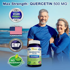 aSquared Nutrition Quercetin 500mg label detail; purity and potency highlighted