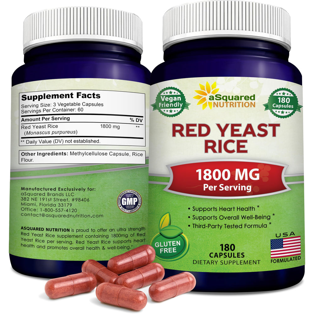 aSquared Nutrition Red Yeast Rice bottle front signals potential cardiovascular support
