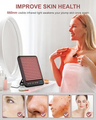 Astarexin red light panel with detachable stand for hands-free use.