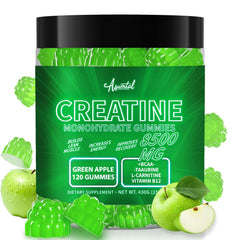 Asumtal Creatine Monohydrate Gummies Green Apple flavor in pack for on-the-go energy