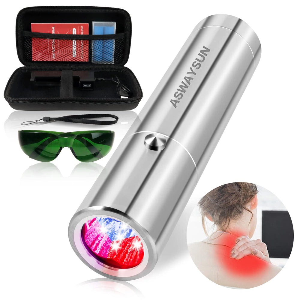 Aswaysun red light therapy device front view for home use and targeted relief.