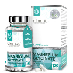 ATEMPO Natural Lifestyle Magnesium Glycinate bottle shows 1000 mg dose for relaxation